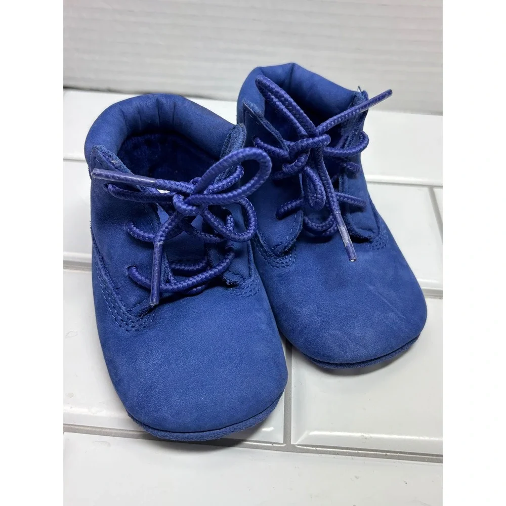 Timberland Crib Bootie Infant 2 Bright Blue Excellent 50th Edition Nubuck